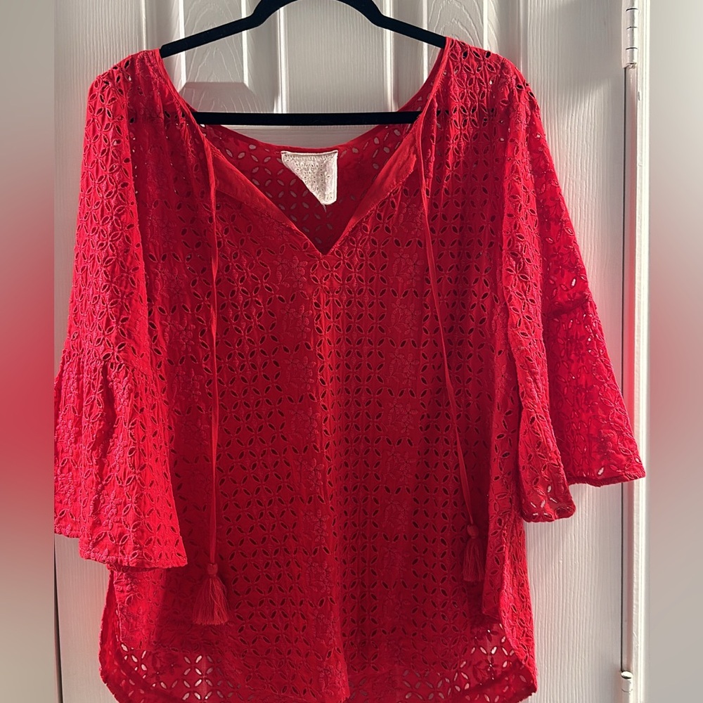 Johnny was embroidered red blouse!